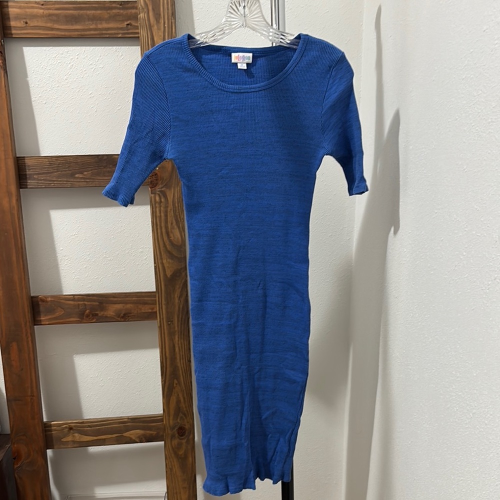 LuLaRoe Blue Ribbed Bodycon Midi Dress